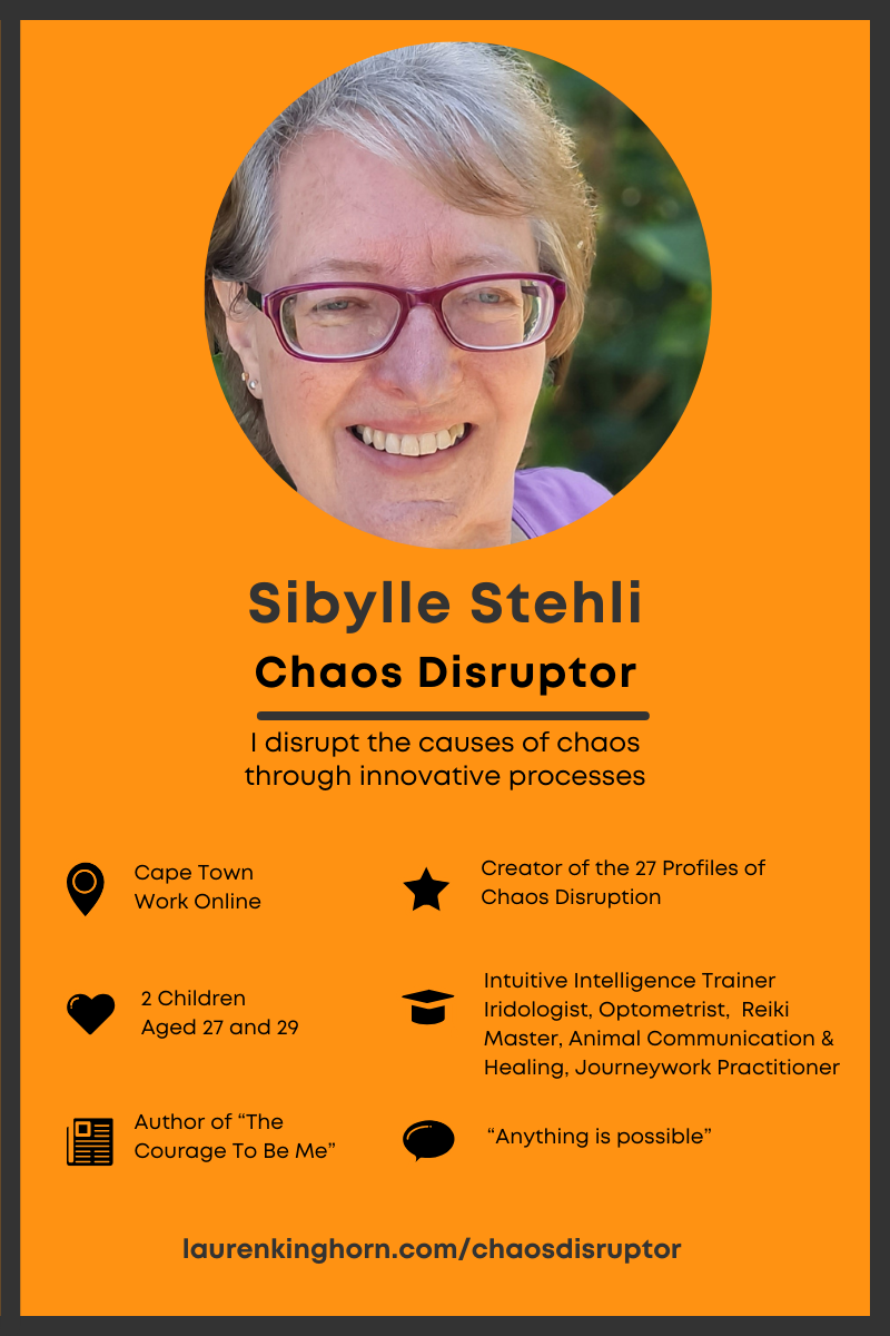 We live in a chaotic world and all have a kind of chaos within us. This chaos can disrupt our lives and lead to turmoil. Enter Sibylle Stehli, Chaos Disruptor. 